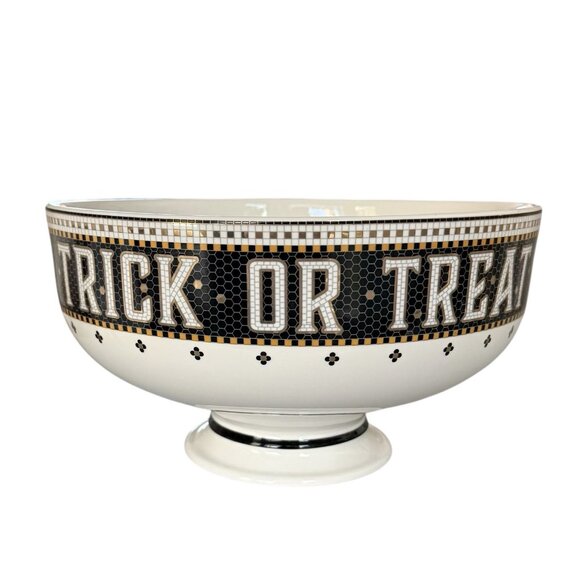Anthropologie The Bistro Tile Stoneware Candy Bowl Halloween Edition NEW - Picture 2 of 12